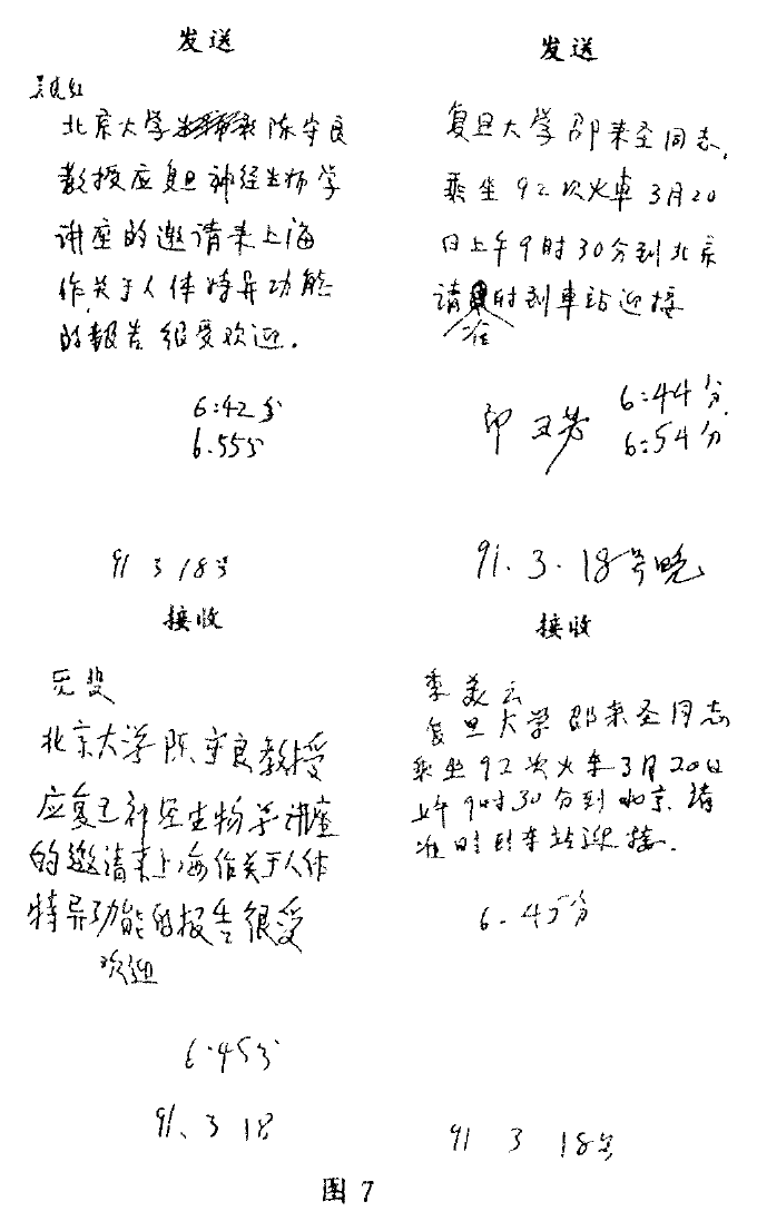 Figure 7. Sent and received writing samples