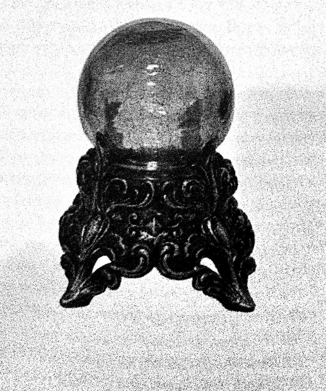 Crystal ball and stand used for crystal-ball trataka