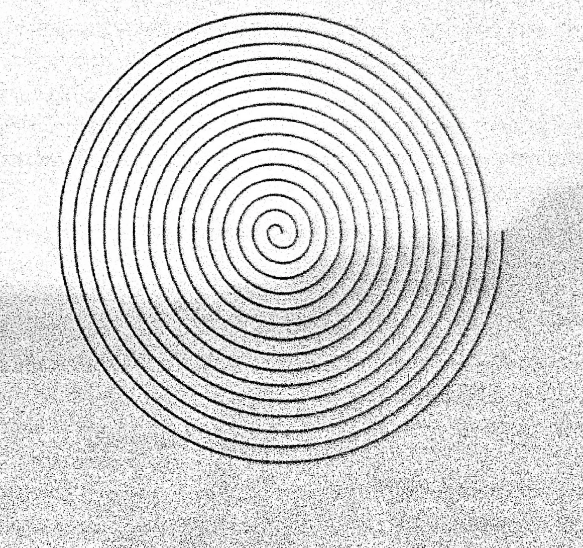 Spiral gazing target on printed page 103