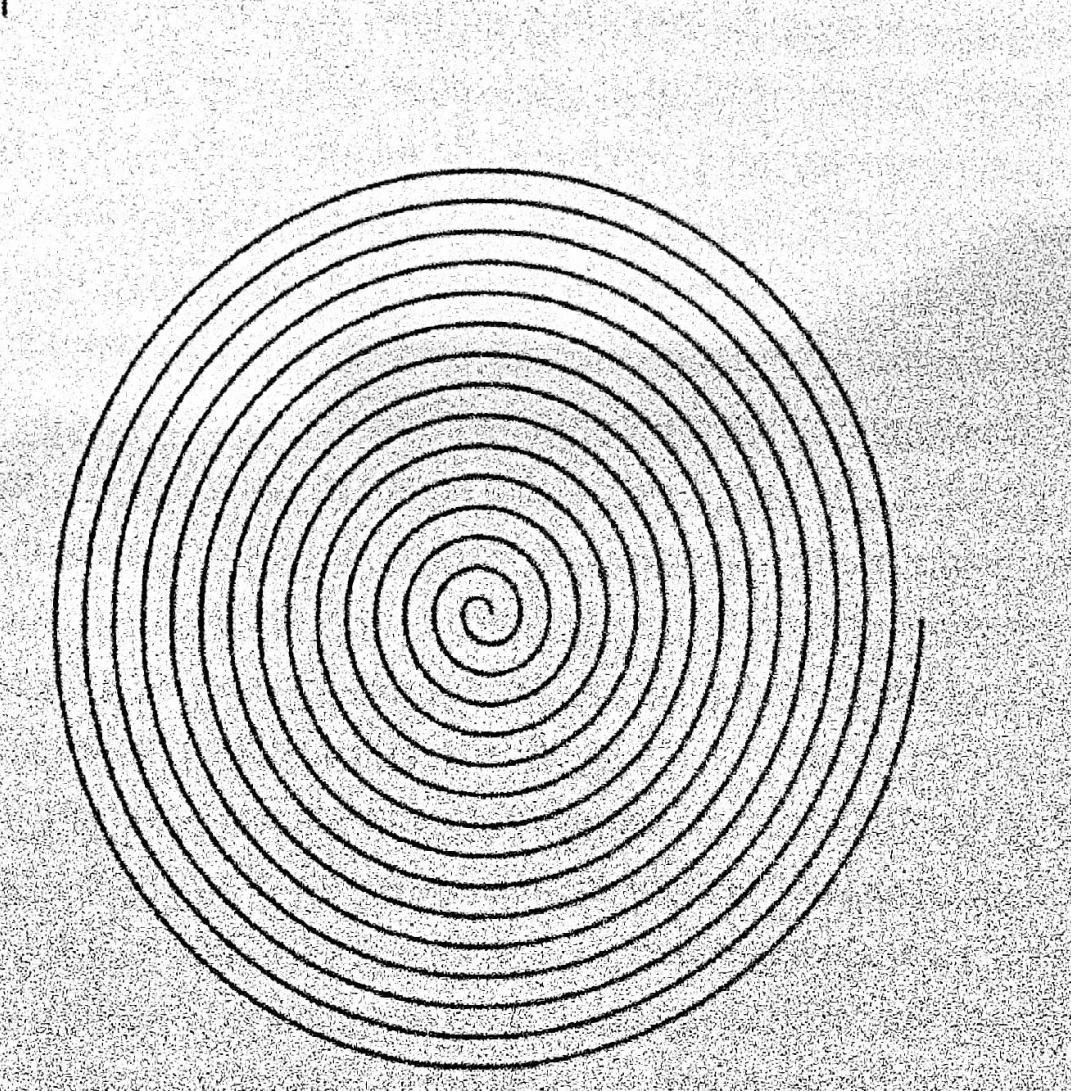 Spiral gazing target on printed page 15