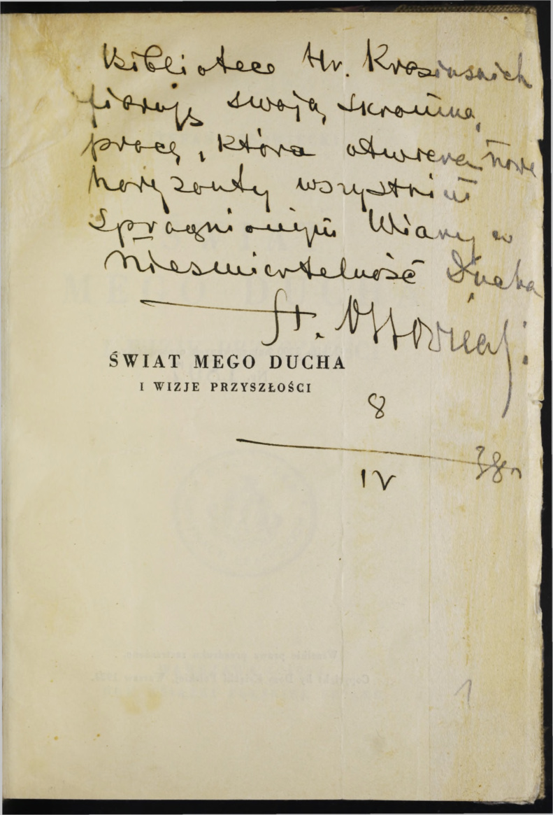 Half-title with the source copy’s handwritten dedication and signature