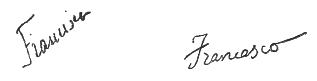 Ossowiecki's reproduction of the name Francesco and Professor Santoliquido's original, on PDF page 171