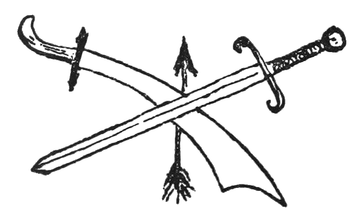Drawing by Mr. Szmurło of crossed blades and an upward-pointing arrow