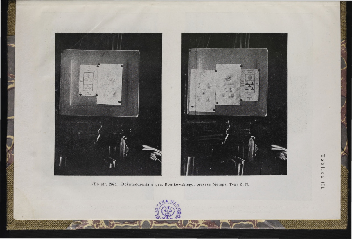 Plate III: two photographs of the experimental materials at General Kontkowski’s