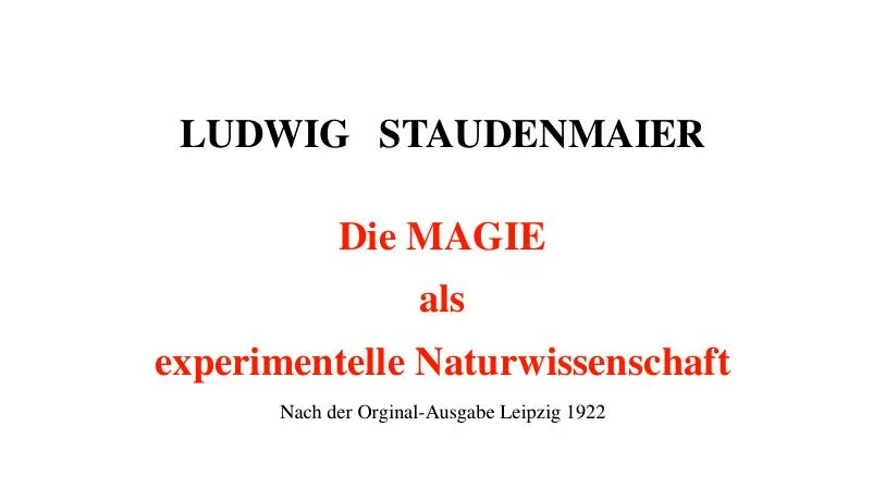 German title leaf of Magic as an Experimental Natural Science