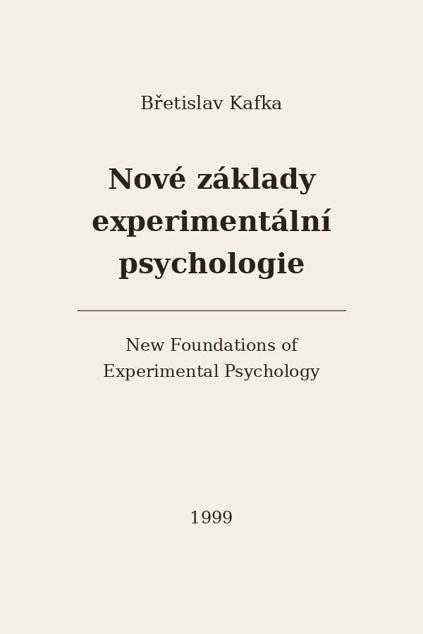 Czech cover of New Foundations of Experimental Psychology