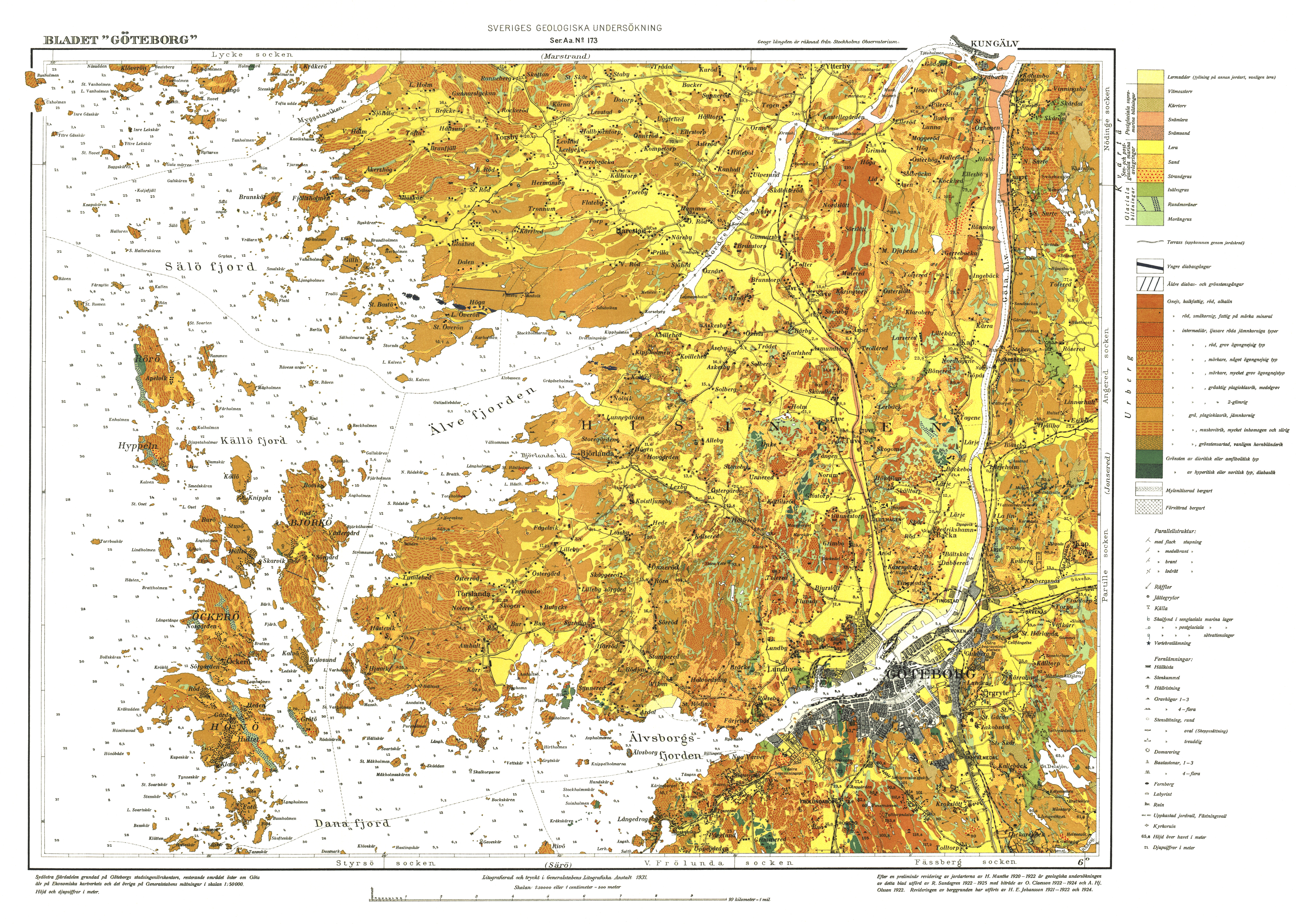 Full SGU geological map sheet Göteborg, scale 1:50,000